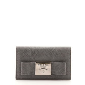 Prada Bow Flap Card Case Saffiano Leather