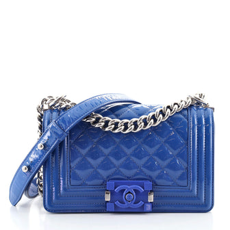 Chanel Boy Flap Bag Quilted Plexiglass Patent Small