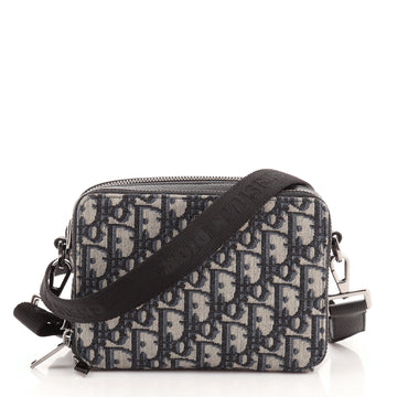 Christian Dior Double Zip Crossbody Pouch Oblique Canvas