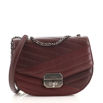 Chanel Gabrielle Saddle Crossbody Bag Chevron Goatskin Small