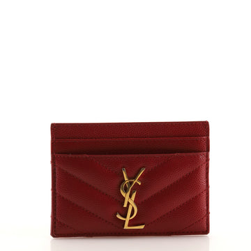 Saint Laurent Classic Monogram Card Holder Matelasse Chevron Leather