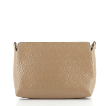 Burberry TB Zip Clutch Monogram Embossed Leather Medium