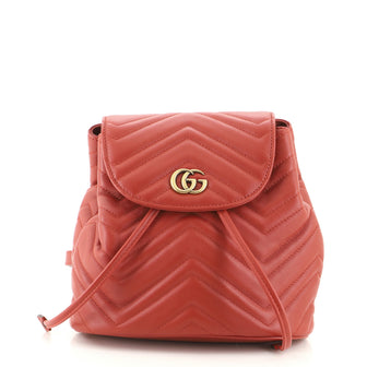 Gucci GG Marmont Drawstring Backpack Matelasse Leather Mini