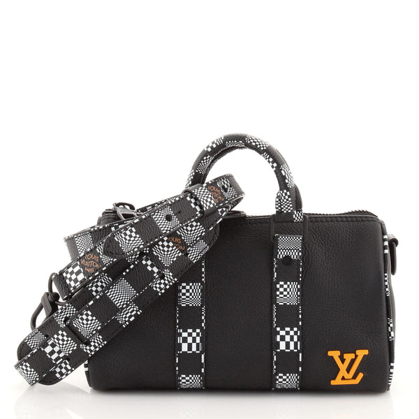 Keepall Bandouliere Bag Leather with Limited Edition Distorted Damier XS