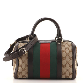 Gucci Vintage Web Boston Bag GG Canvas Small