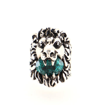 Gucci Lion Head Ring Metal with Crystal