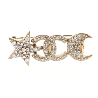 Chanel CC Moon Star Brooch Metal with Crystals