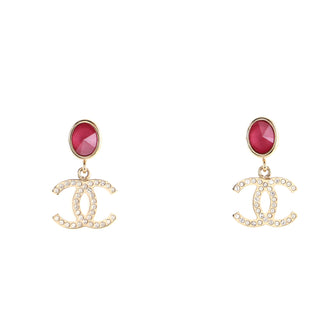Chanel CC Dangle Earrings Metal and Crystals