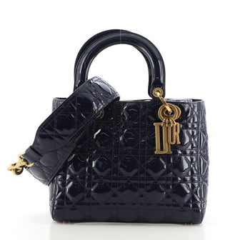 Christian Dior Lady Dior Bag Cannage Quilt Patent Medium