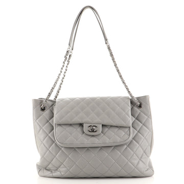 Chanel Classic Flap Shopping Tote Quilted Caviar Large