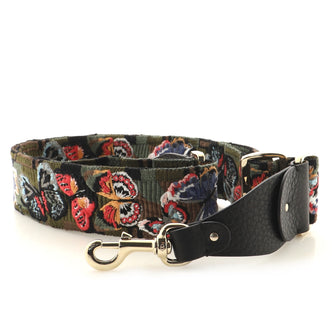 Valentino Camubutterfly Guitar Bag Strap Embroidered Canvas with Leather