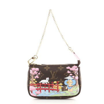 Louis Vuitton Pochette Accessoires Limited Edition Vivienne Xmas Monogram Canvas Mini
