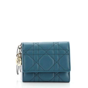 Christian Dior Lady Dior Trifold Wallet Cannage Quilt Lambskin Compact