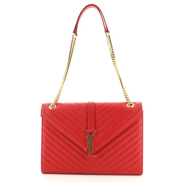 Saint Laurent Classic Monogram Envelope Satchel Matelasse Chevron Leather Large
