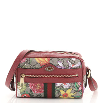 Gucci Ophidia Shoulder Bag Flora GG Coated Canvas Mini