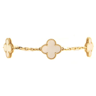 Van Cleef & Arpels Vintage Alhambra 5 Motifs Bracelet 18K Yellow Gold and Mother of Pearl