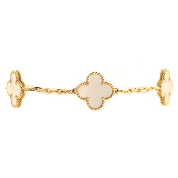 Van Cleef & Arpels Vintage Alhambra 5 Motifs Bracelet 18K Yellow Gold and Mother of Pearl
