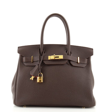 Hermes Birkin Handbag Bicolor Togo with Gold Hardware 30