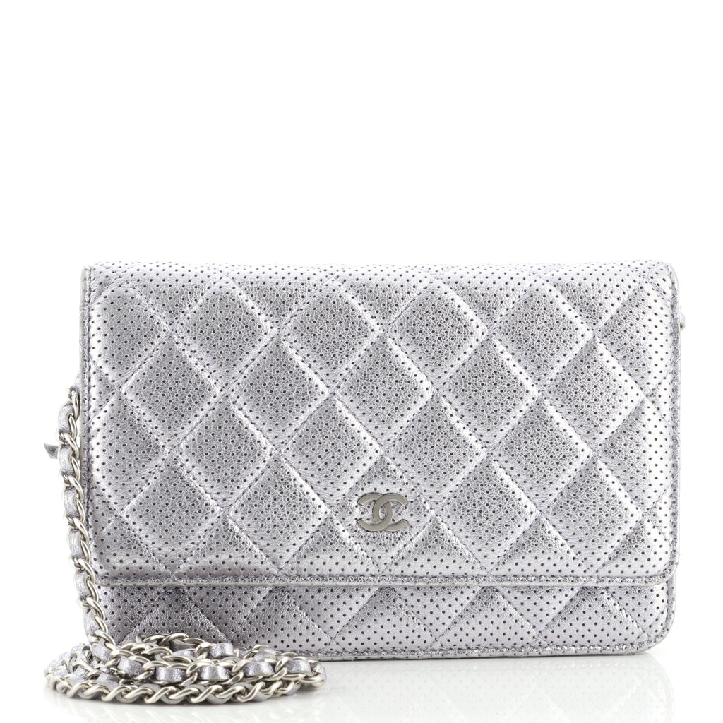 Chanel Wallet on Chain Perforated Leather Silver 1066131