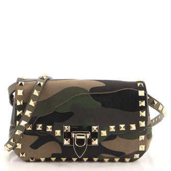 Valentino Rockstud Crossbody Bag Camo Leather and Canvas Mini