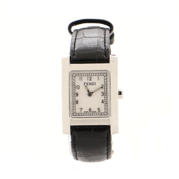 Fendi 7000L Quartz Watch Stainless Steel and Crocodile 21
