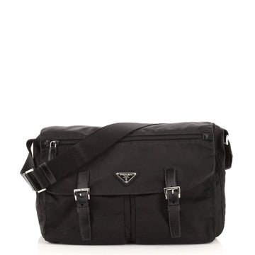 Prada Zip Buckle Messenger Bag Tessuto Large