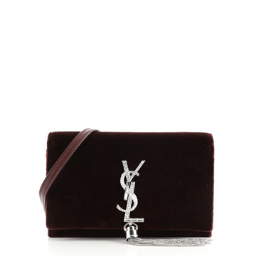 Saint Laurent Classic Monogram Tassel Chain Wallet Velvet
