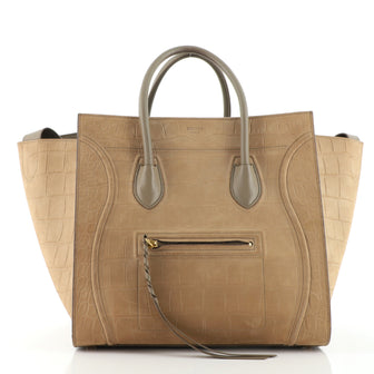 Celine Phantom Bag Crocodile Embossed Nubuck Medium