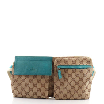 Gucci Vintage Double Belt Bag GG Canvas Small