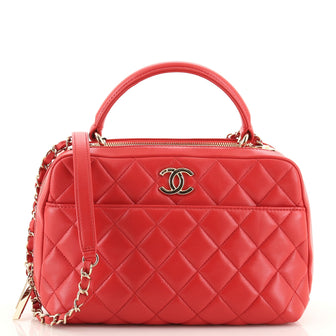 Chanel Trendy CC Bowling Bag Quilted Lambskin Medium Red 1067701