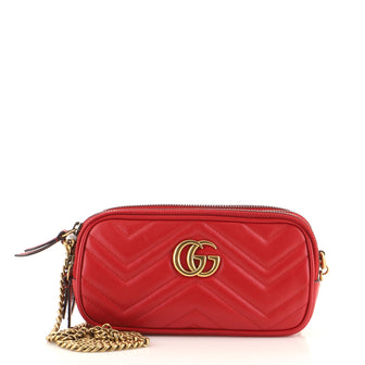 Gucci GG Marmont Triple Zip Chain Bag Matelasse Leather Mini