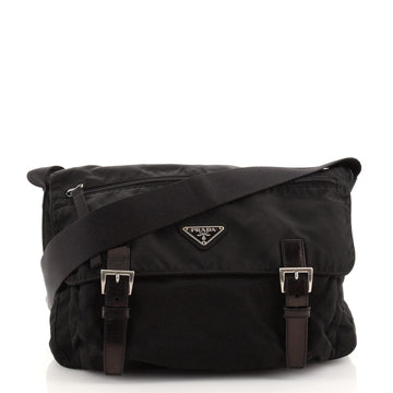 Prada Zip Buckle Messenger Bag Tessuto Medium