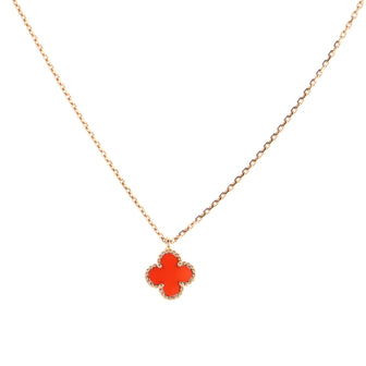 Van Cleef & Arpels Sweet Alhambra Pendant Necklace 18K Rose Gold and Carnelian