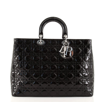 Christian Dior Lady Dior Bag Cannage Quilt Patent XL