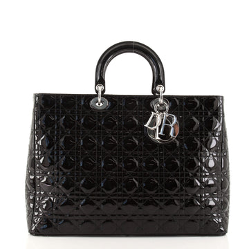 Christian Dior Lady Dior Bag Cannage Quilt Patent XL