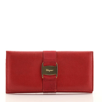 Salvatore Ferragamo Continental Flap Wallet Lizard Long