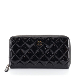 Chanel Zip Around Wallet Quilted Patent Long