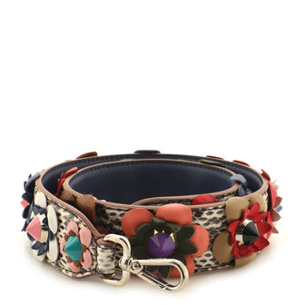 Fendi Flowerland Strap You Shoulder Strap Embellished Python