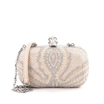 Alexander McQueen Skull Box Clutch Lace and Satin Small