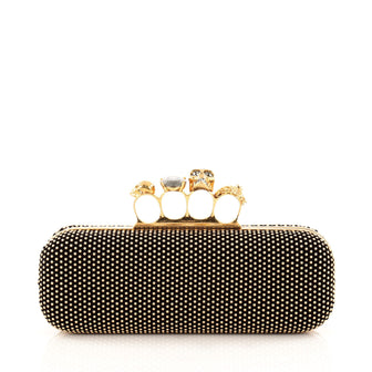 Alexander McQueen Knuckle Box Clutch Studded Leather Long