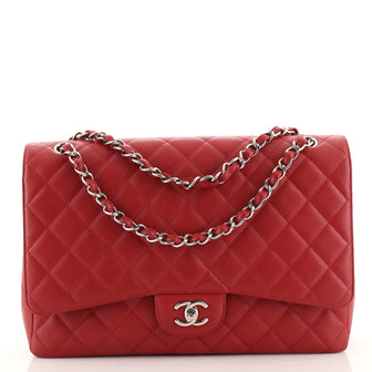 Chanel Classic Single Flap Bag Quilted Caviar Maxi