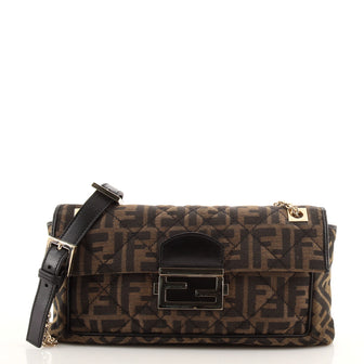Fendi Chain Flap Bag Quilted Zucca Canvas