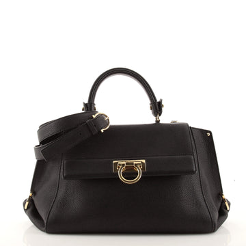 Salvatore Ferragamo Sofia Satchel Pebbled Leather Medium