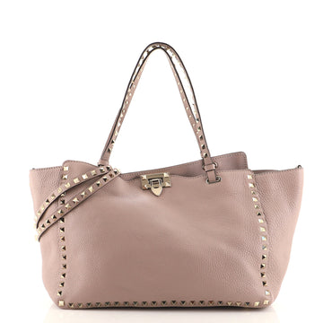 Valentino Rockstud Tote Pebbled Leather Medium
