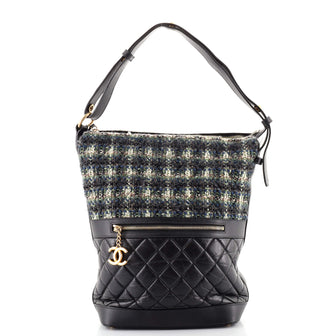 Chanel Casual Style Hobo Tweed and Quilted Aged Calfskin Large