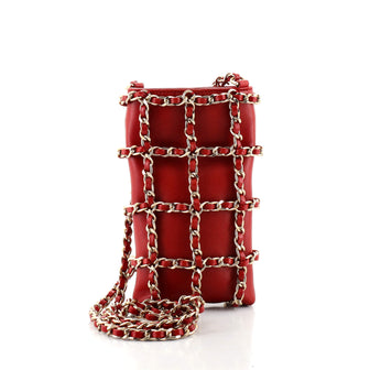 Chanel Chain Frame Phone Clutch with Chain Lambskin