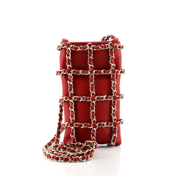 Chanel Chain Frame Phone Clutch with Chain Lambskin
