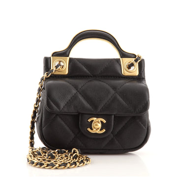 Chanel Lady Handle Flap Clutch with Chain Quilted Calfskin