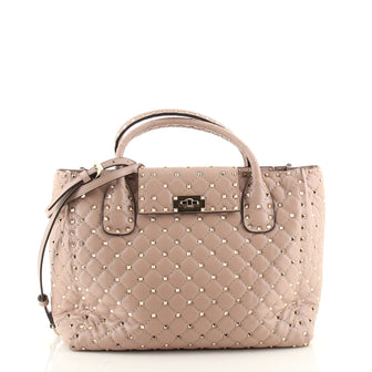 Valentino Rockstud Bowling Bag Quilted Leather Medium