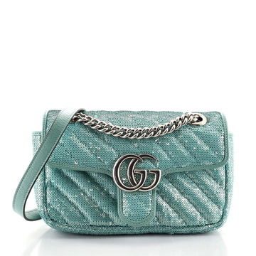 Gucci GG Marmont Flap Bag Diagonal Quilted Sequins Mini